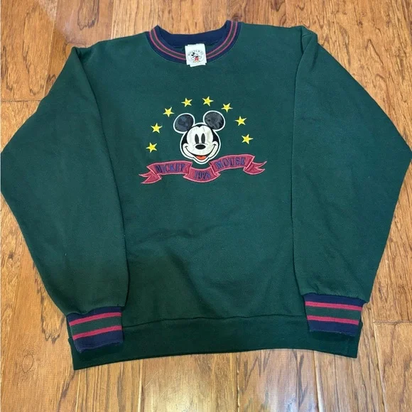 Vintage 90s Mickey & Co “Mickey 1928” Crewneck – Made in USA – Green - Picture 1 of 9